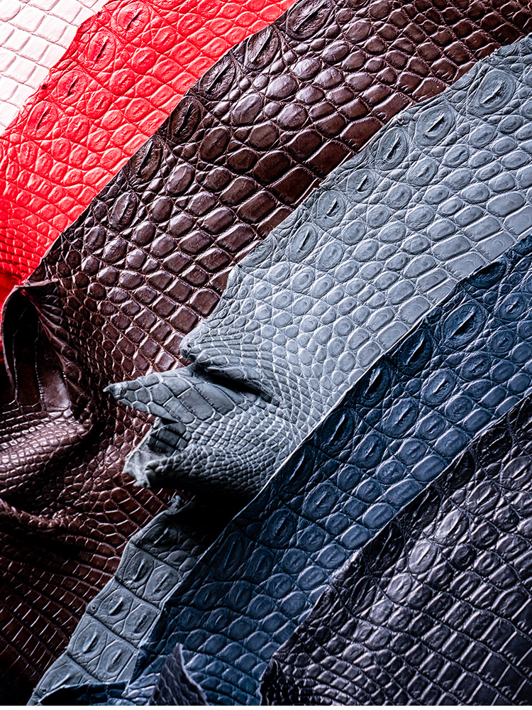 全国でも珍しいスモールクロコダイルなどの、高品質で希少な爬虫類革を取り扱っております